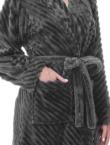 Yurhap Premium Robes for Women - Super Soft Cozy Fleece Womens Robe Plush Long Bathrobe thumbnail 5