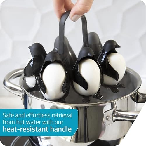PELEG DESIGN Egguins Egg Cooker for Hard Boiled Eggs and Soft Boiled Eggs – 3-in-1 Boiled Egg Holder for Cooking, Fridge Storage & Serving – Unique Penguin Kitchen Gift, Holds 6 Eggs thumbnail 4