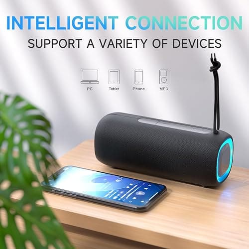 Portable Bluetooth Speaker, Wireless Bluetooth Speaker with Clear Loud Stereo Sound, IPX5 Waterproof Speakers with RGB Lights, BT5.3, Long Playtime, TWS Pairing for Home Outdoor Party Beach Travel thumbnail 6