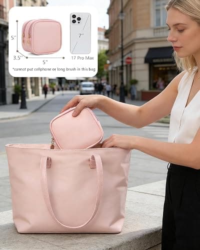 XIAOLER Small Makeup Pouch, Double Zipper Cosmetic Bag, Travel Makeup Bag, Cute Makeup Bag for Purse, Mini Toiletry Bag (White) thumbnail 3