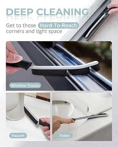 SXhyf Cleaning Brush - Hard Bristle Crevice Cleaning Brush, Multifunctional Gap Scrub Brush, Home Essentials, Bathroom Cleaner Tools for Household Use, Kitchen, Window, Faucets, Toilet, Grout, Car - Gray - 3 thumbnail 3