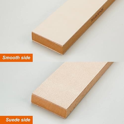 SHARPAL 205H Double-sided Leather Strop (Genuine Cowhide) 13.2" x 2.4" Kit with 2 Oz. Polishing Compound & Angle Guide, Knife Stropping Block for Sharpening & Honing Knives tools, Woodcarving Chisels thumbnail 4