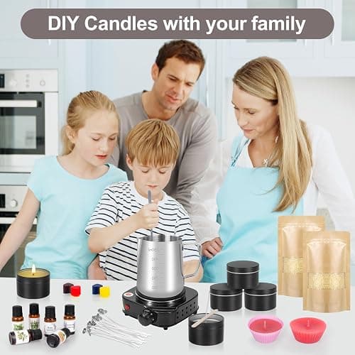 Candle Making Kit for Adults Beginners, Candle Making Supplies Accessory, DIY Scented Candle Set with Beeswax, Essential Oil, Wicks, Wax Melting Pot, Moulds, Candle Jars, Dye, Make Your Own Candles thumbnail 7