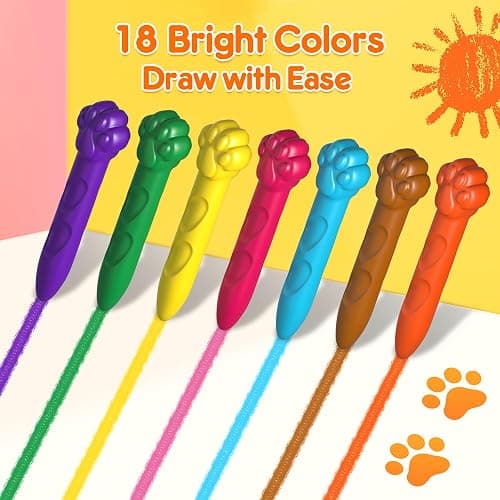 Mocoosy 18 Colors Jumbo Crayons for Toddlers 1-3, Mess-Free Washable Crayon with Coloring Book Set for Kids Ages 4-8, Non Toxic Crayons Kit Art Supplies Coloring Gift Travel Road Trip Activities thumbnail 3