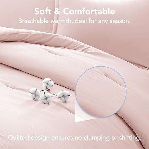 Quataly King Comforter Set Blushpink,3PCS Soft Lightweight Breathable Bedding Comforter Sets for All Season, King Size(104''×90'' Comforter & 2 Pillowcases) thumbnail 4