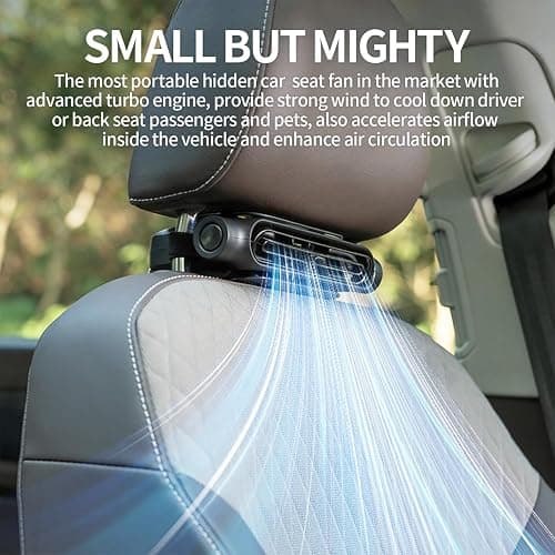 Car Seat Fan for Driver & Backseat - 2026 Upgraded Mini Portable USB Back Cooling Fan Kids Baby Quiet headrest Neck Fan Accessories with 3 Adjustable Wind Speeds for Almost Vehicle Jeep Van RV Truck thumbnail 2