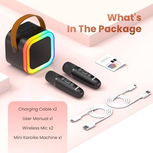 Mini Karaoke Machine for Kids Adults, Portable Bluetooth Speaker with 2 Wireless Karaoke Microphones,2025 TOP Birthday Gifts Toys for Boys 3,4, 5, 6, 7, 8+Years Old Toddler Karaoke Player thumbnail 8