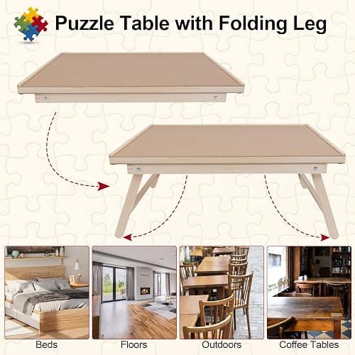 Aloftopz 1000 Piece Wooden Folding Puzzle Table with Legs, 22" x 30" Jigsaw Puzzle Board with 4 Drawers and Protective Cover Portable Jigsaw Puzzle Table for Adults and Teens thumbnail 4