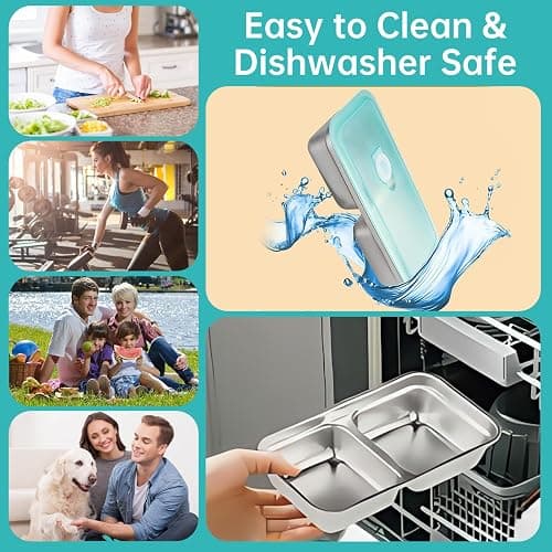 BSTUR Stainless Steel Snack Containers, 6-Pack Reusable Grab and Go Containers with Lids, Dual Compartment Bento Box for Travel, Camping & Lunch Prep thumbnail 6