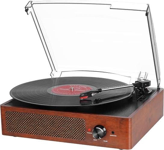 Vinyl Player Bluetooth Turntable Vinyl Record Player with Speakers Turntables for Vinyl Records 3 Speed Belt Driven Vintage Record Player Vinyl Turntable for Entertainment AUX in RCA Out - Image 1