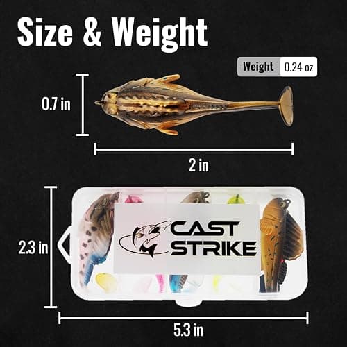 CASTSTRIKE Soft Fishing Lures 5pcs Kit with Tackle Box Weedless Paddle Tail Swimbaits for Bass Trout Crappie Walleye Freshwater Saltwater Life Like Action Durable Plastic Sharp Hooks thumbnail 8