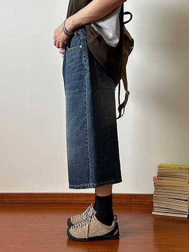 POHADON Women Y2k Baggy Jorts Vintage Wide Leg Long Jean Shorts Loose Fit Capri Denim Shorts Trendy Grunge Vintage Streetwear thumbnail 6