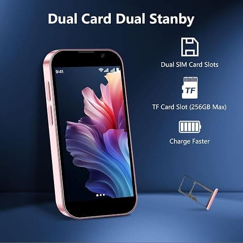 BLKE AIR Mini Phone 3.0" HD Touch Screen Mini Smartphone World's Smallest Unlocked Android Compact Mobile Phone for Kids & Students Cell Phone wih GPS Dual SIM Face ID 2GB+16GB Pink thumbnail 6