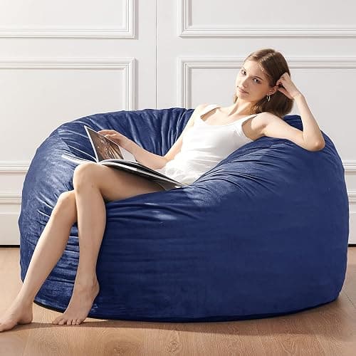 ILPEOD Bean Bag Chairs - Memory Foam Furniture BeanBag Chair - Kids/Teens Sofa with Soft Micro Fiber Cover - Round Fluffy Couch for Living Room Bedroom College Dorm thumbnail 2