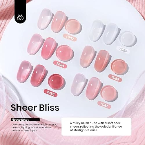 Beetles Rubber Base Builder Nail Gel Set - 6 Colors Nude Pink White Base Gel Polish 5 in 1 for Nail Extension, Repair and Sculpting, Soak Off U V LED Lamp Cure Manicure Art Design Gifts for Women thumbnail 2