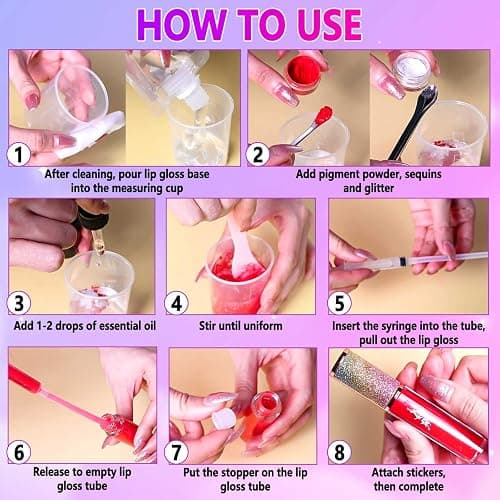 JCOOS Lip Gloss Making Kit, Lip Gloss Set for Teens Kids Tweens Girls Woman Lip Kit Fun DIY Lipgloss Making Kit, Make Your Own Lip Gloss Kit, Moisturizing Glitter Kids Gifts Stuff for Girls 10-12 thumbnail 8