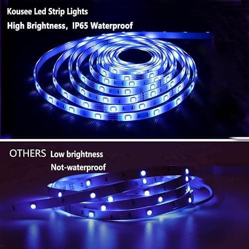Kousee LED Strip Lights 32.8FT, IP65 Waterproof LED Lights Strip with Music Remote Control, 5050RGB Color Changing Light Strip, Easy Installation LED Lights Strip for Bedroom, Ceiling, Kitchen thumbnail 3