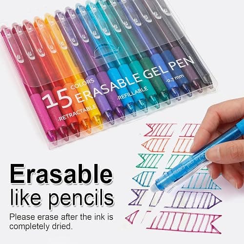 Vanstek 15 Colors Retractable Erasable Gel Pens Clicker, Fine Point(0.7), Make Mistakes Disappear, Premium Comfort Grip for Drawing Writing Planner and School Supplies thumbnail 3
