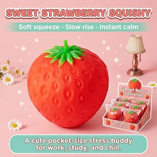 Giant Strawberry Squishy Big Strawberry Squishies Fruit Stress Ball Toys Large Slow Rise Squeeze Huge Rebound Cute Rising Strawberries Model Simulation Fidget Toys Party Favor (Small 3.15in 1pcs) thumbnail 2