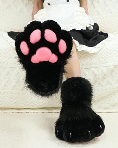BNLIDES Cosplay Animal Cat Wolf Dog Fox Fursuit Feet Paw Claw Shoes Furry Boots Costume Accessories for Adult thumbnail 6