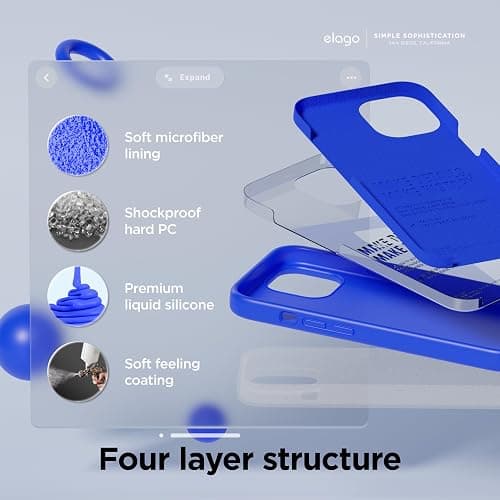elago Compatible with iPhone 15 Case, Liquid Silicone Case, Full Body Protective Cover, Shockproof, Slim Design, Anti-Scratch Soft Microfiber Lining, 6.1 inch (Cobalt Blue) thumbnail 4