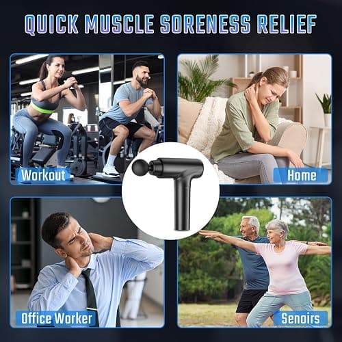 cotsoco Massage Gun Deep Tissue, Muscle Massage Gun with 9 Attachment Heads 20 Speeds & Silent Brushless Motor for Pain Relief, Handheld Percussion Back Massager Gun for Athletes (Black) thumbnail 7