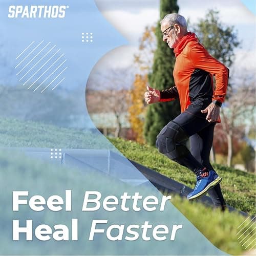 Sparthos Knee Brace for Women & Men - Meniscus Tear Support - Beige-XXXL | Hinged Metal Side Stabilizers, Adjustable Compression Straps, ACL MCL Arthritis Pain Relief, Open Patella, Running & Sports thumbnail 3