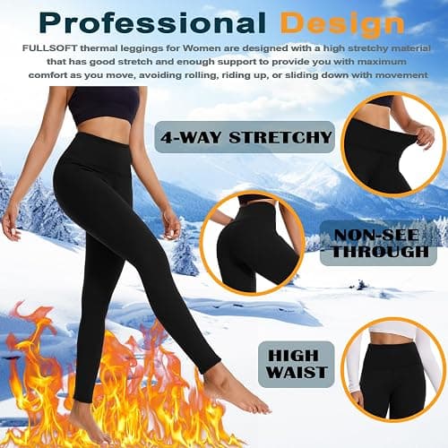 FULLSOFT Thick Fleece Lined Leggings for Women – High Waisted Winter Thermal Warm Yoga Pants Workout Tummy Control Leggings thumbnail 5