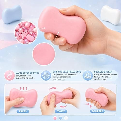 Crunchy Soap Squishy ASMR Bead Filled Realistic Handmade Bar Soap, Non Rebound Squeeze Toy for Office Desk Anxiety Relief (Blue) thumbnail 2