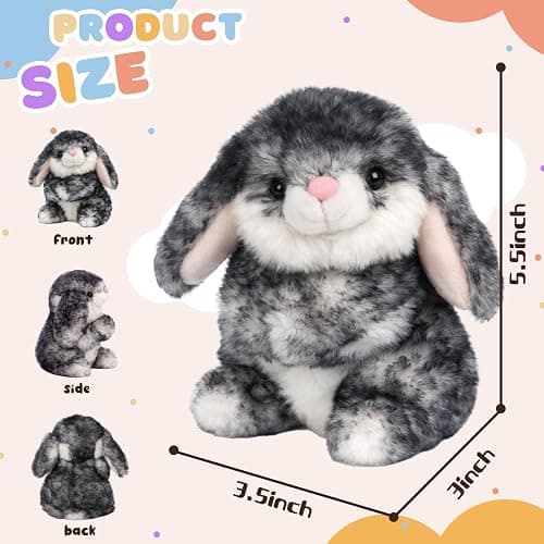Mushymallow Sitting Bunny Stuffed Animal Soft Rabbit Plush Toy, Blue | 6" Adorable Plush Toy Pocket-Sized Stuffed Bunny for Boys Girls Kids Adults Desk Decor Birthday Christmas Gift thumbnail 3