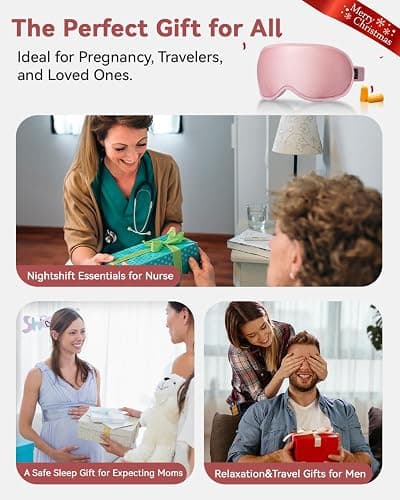 3D Weighted Sleep Mask for Women: 100% Light Blocking - Night Shift Nurse Essentials, Road Trip Travel & Long Flight, College Dorm Essentials for Girls - Lash-Friendly, Zero Eye Pressure, Pink thumbnail 9