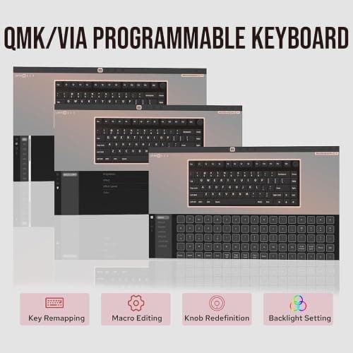 KiiBoom Moonshadow V2 75% Wireless Aluminum Gaming Keyboard, QMK&VIA Programmable, BT5.0/2.4GHz/USB-C, Hot-Swappable Creamy Mechanical Keyboard with FR4 Plate, Knob, 4000mAh Battery (Pink) thumbnail 3
