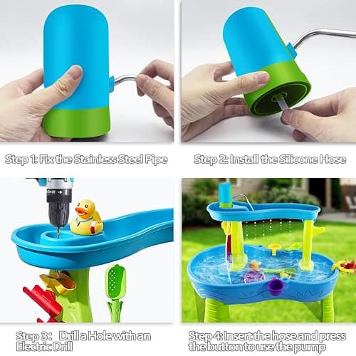 Intoypad Ultimate Water Table Pump: 3 Hours of Non-Stop Fun Rechargeable Battery Powered Water Pump for Toddlers Water Play Sand Table Toys Accessories Summer Outdoor Game Toys for Kids Blue thumbnail 5