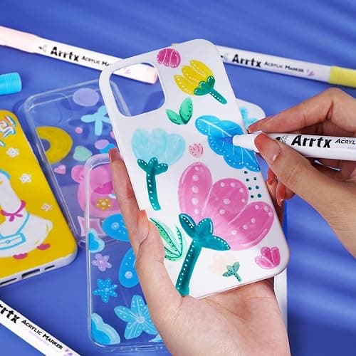 Arrtx 30 Colors Acrylic Paint Pens for Rock Painting, Extra Brush Tip, Water Based Paint Markers for Stone, Glass, Easter Egg, Wood and Fabric Painting-No Toxic,No Odor 30B thumbnail 8