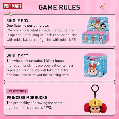 POP MART Crybaby × Powerpuff Girls Series-Vinyl Face Plush Blind Box, 6PCs Crybaby Blind Box Figures, Random Design Action Figures Collectible Toys Home Decorations, Whole Set thumbnail 3