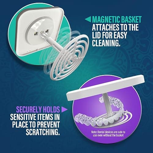 GuruNanda Retainer & Aligner Cleaning Pod for Retainers, Dentures, Mouthguards, Aligners, & Jewelry, 3 Modes, 45kHz Ultrasonic Retainer Cleaner, 190 ml capacity thumbnail 7
