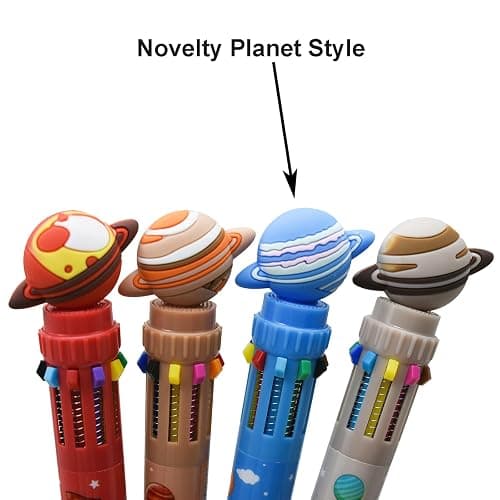 Maydahui 12 PCS Planet 10 in 1 Shuttle Pens Retractable Outer Space Multicolor Ballpoint Pen 10 Ink Colors Cartoon Galaxy Star for Spaceman Astronaut Astrophile School Party Office thumbnail 3