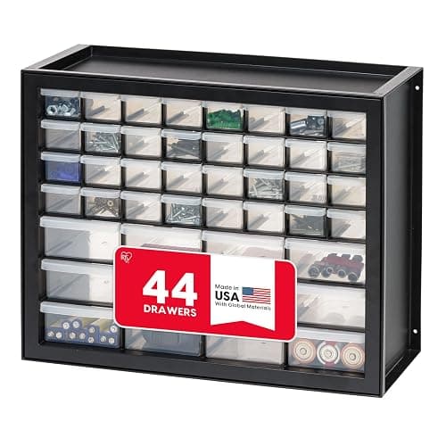 IRIS USA 44-Drawer Small Parts Storage Cabinet, Crafts, Made in USA, Black | Wall-mountable, Stackable, Building Bricks, Screws, Nuts & Bolts, Hardware, Garage Tool Storage - Image 1