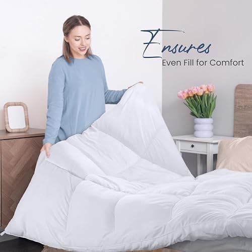 Utopia Bedding Comforters Queen Size, All Season Duvet Insert, Down Alternative Box Stitched Bed Comforter with Corner Tabs, Machine Washable (White) thumbnail 5