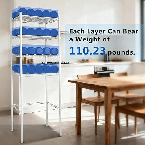 YVTCRTCW 4 Tier Mini Fridge Shelf | Adjustable Height Metal Storage Shelf | for Mini Fridge & Microwave Stand | Easy Assemble for Dorm, Kitchen, Office | White thumbnail 4