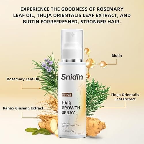Snidin Hair Growth Spray, With Rosemary Oil and Biotin, Non-Greasy, Helps Prevent Hair Thinning & Hair Loss, for Scalp, 60ml Bottle thumbnail 9