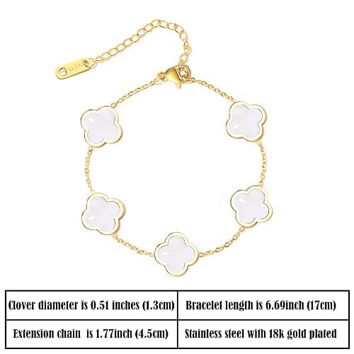 WSupikio Trendy Link Bracelets for Women 18K Gold Plated Clover Adjustable Lucky Bracelet Mother's Day Gift thumbnail 2