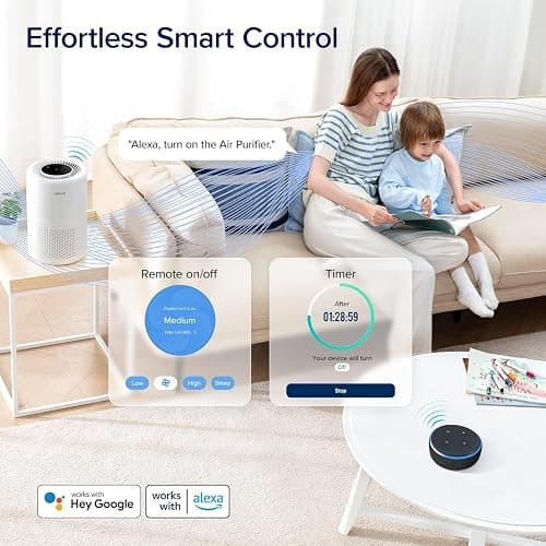 LEVOIT Air Purifier for Home Bedroom Dorm Room, Smart WiFi Alexa Control, AHAM VERIFIDE, 3-in-1 Filter with HEPA Sleep Mode for Allergens, Pollutants, Smoke, Dust, Core 200S-P, White thumbnail 7