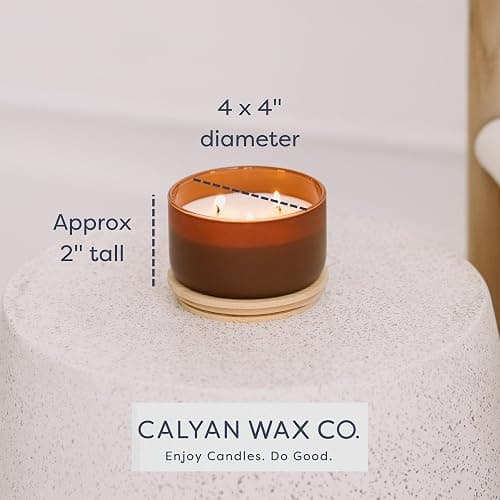 Calyan Wax Co. Mahogany & Cashmere 3 Wick Scented Candle - 30 Hour Burn | Made in the USA Luxury Clean Soy Wax Candles - Long Lasting Large Glass Jar Candle for Home - 3 Wicks - 8oz thumbnail 6