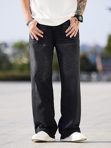 Men's Baggy Jeans Y2K Vintage Wide Leg Denim Pants Hip Hop Skater Jeans Loose Fit Trousers 2000s Streetwear thumbnail 2
