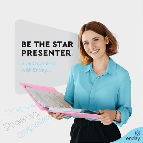 Enday 1.5 Inch Binder, Pink - 1.5 Inch 3 Ring Binder, Round Ring Pastel with Clear View Cover for Letter Size 8.5 x 11'' Paper & 2 Inside Pockets, Ideal for School Supplies, Office, and Home thumbnail 3