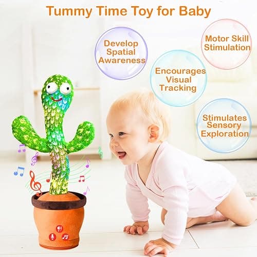 Rechargeable Dancing Talking Cactus Toy, Singing Cactus Baby Toy That Talks Back, Educational Baby Toys 18 months+ w/ 51 English Songs, Toddler Easter Basket Stuffers, Easter Gifts for Kids, Infant thumbnail 6