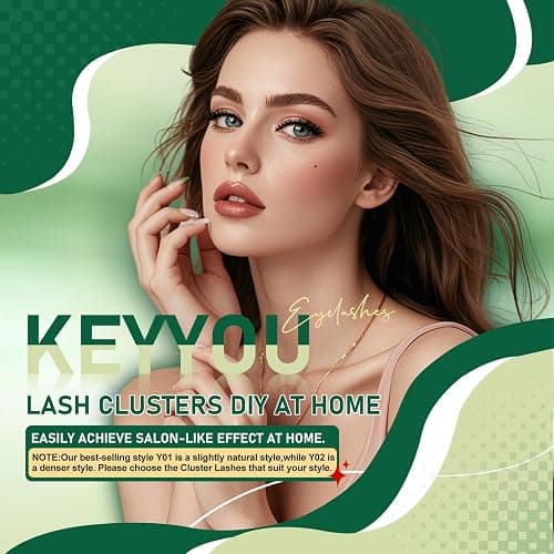 Lash Clusters 96pcs Individual Lashes Y02 D Curl 10-18MIX Cluster Lashes KEYYOU Volume Wispy Lash Extension Soft&Comfortable Easy DIY at Home(Y02,D-10-18MIX) thumbnail 5