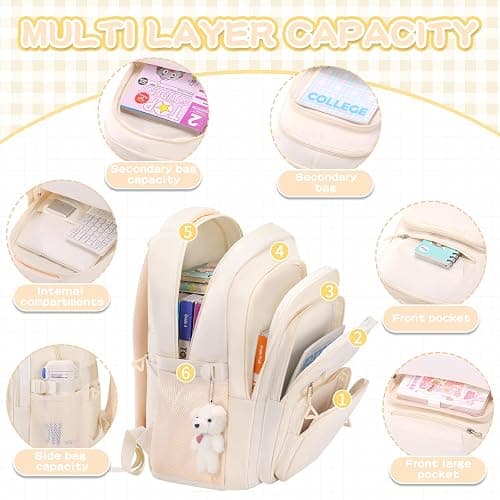 KBTYE Cute Girls Backpack for School Kids Travel College backpack for Women | Lightweight Bookbags for Teen Aesthetic Laptop Bagpack thumbnail 4