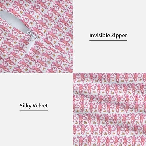ZFENGYYUAN Pink Rabbit Monkeys Pillow Case Square Soft Pillowcase Throw Pillow Cover Home Decor for Living Room Sofa Car Cushion Cover 18''X 18'' thumbnail 6